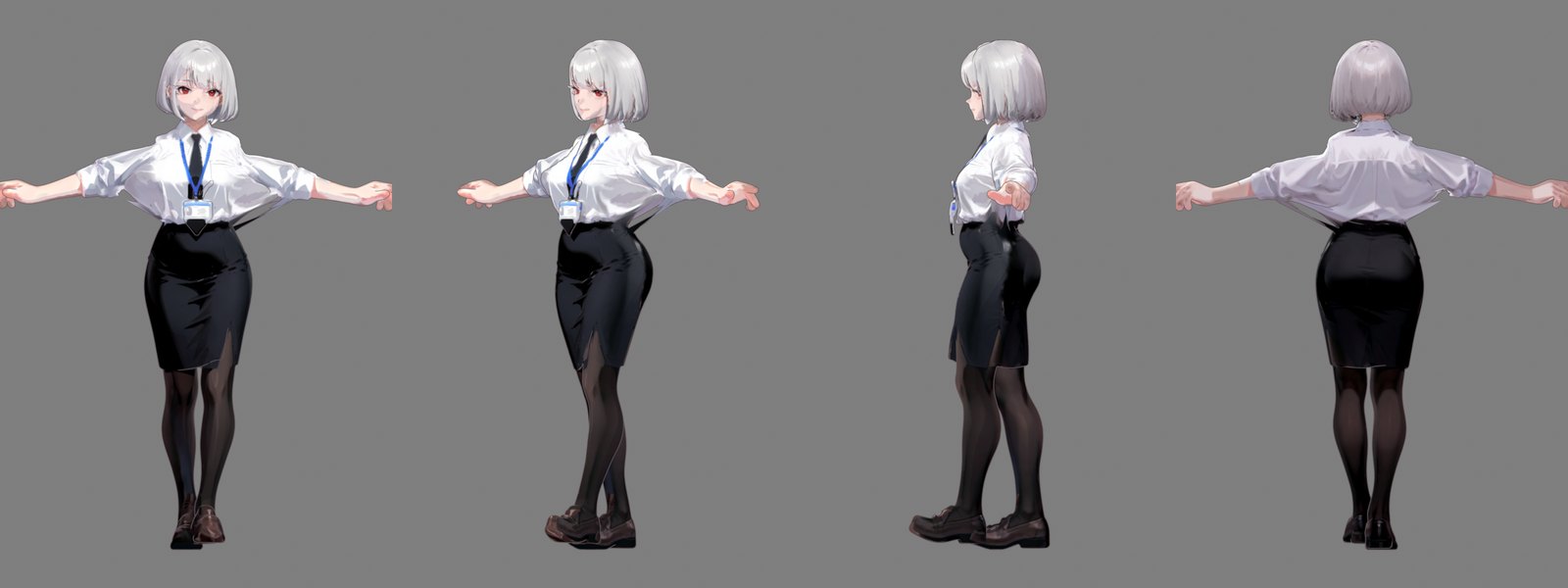 SkinTokensで自動リギングした3Dキャラが腕を広げたポーズ。服が破れずについてくる