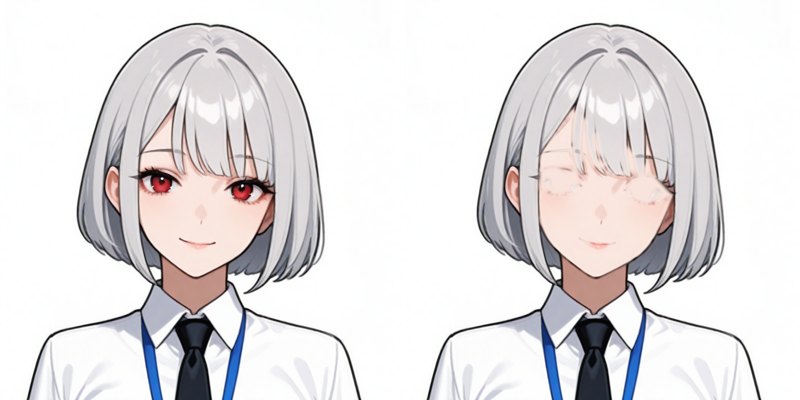 目と口を肌色で塗りつぶした、3D化AIへの入力用のアニメ顔のイラスト